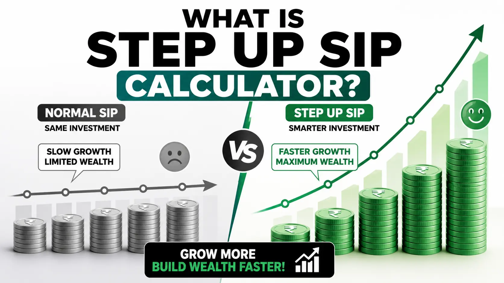 Step Up SIP vs Normal SIP comparison showing how increasing SIP yearly creates higher long-term wealth than fixed SIP investment