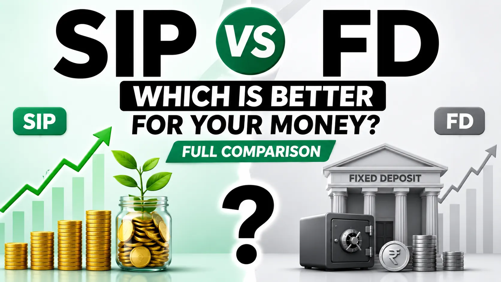 SIP vs FD comparison chart showing returns, risk and tax differences in India