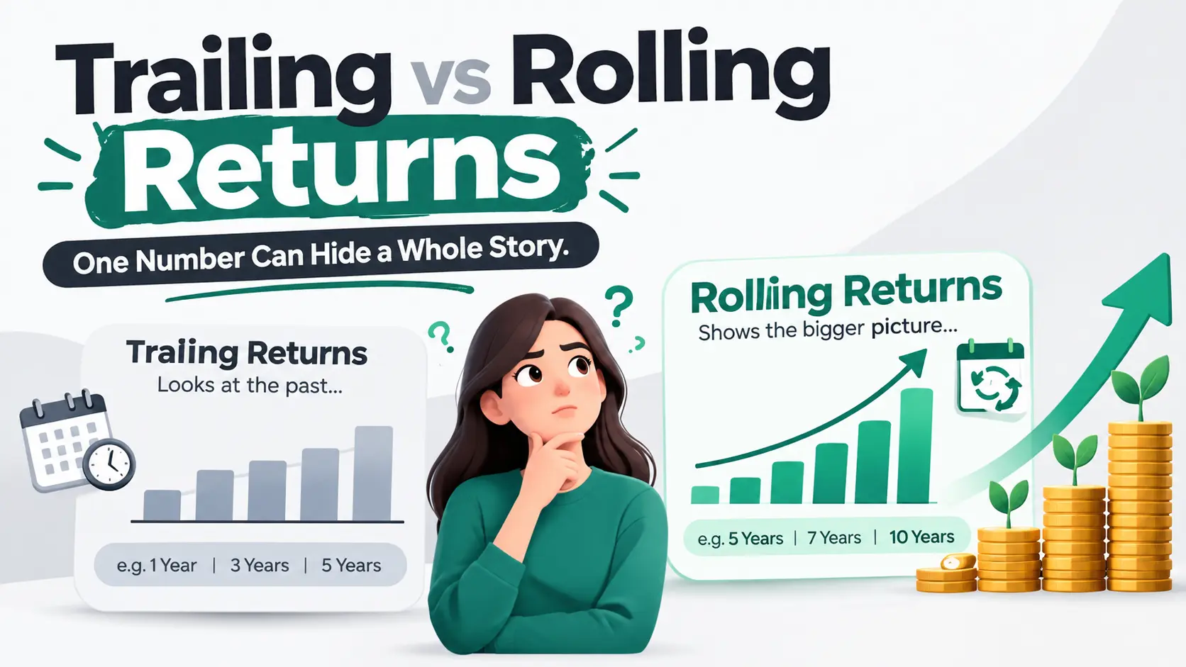 Trailing return versus rolling return distribution for a mutual fund in India